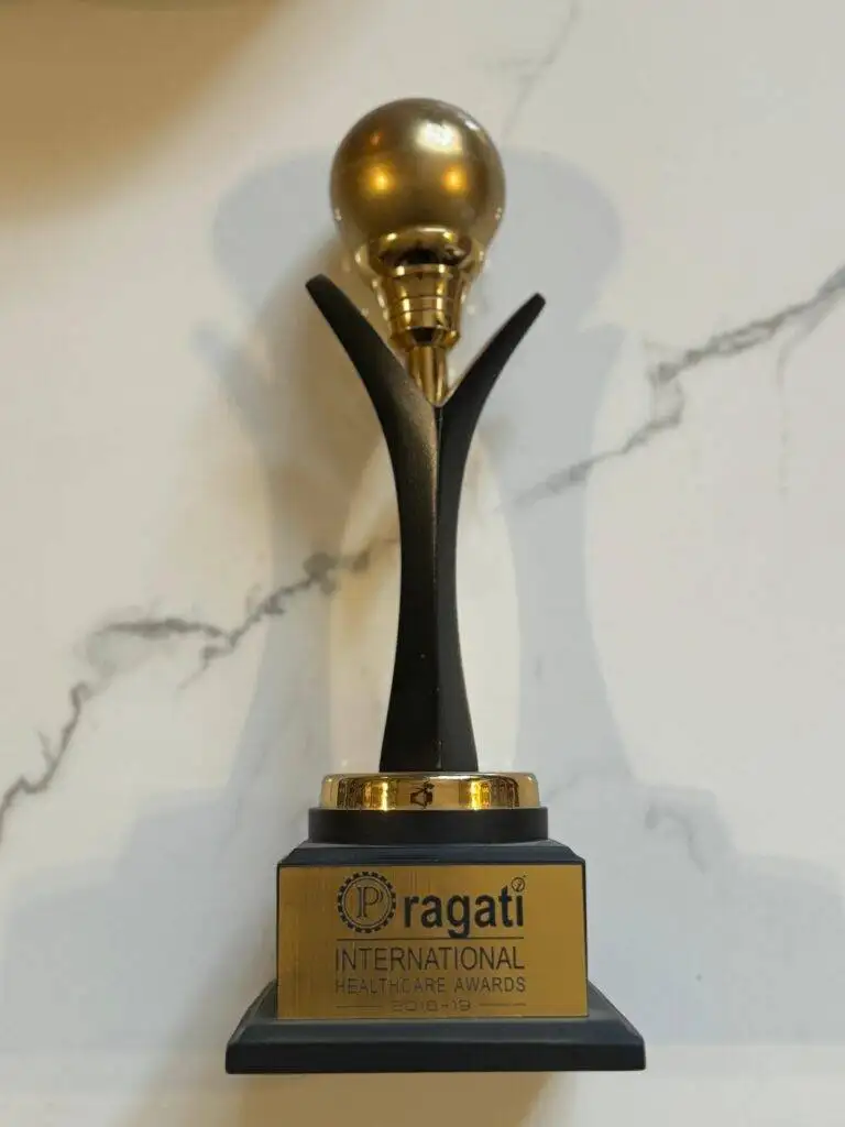 Dr. Prerna Kohli Pragati International Healthcare Awards 2018-19 trophy — Clinical Psychologist & Marriage Counsellor, Gurugram India