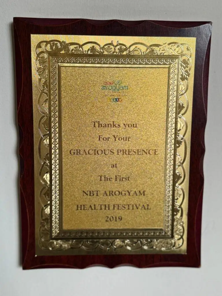 Dr. Prerna Kohli memento for gracious presence at NBT Arogyam Health Festival 2019 — Clinical Psychologist & Mental Health Expert, India