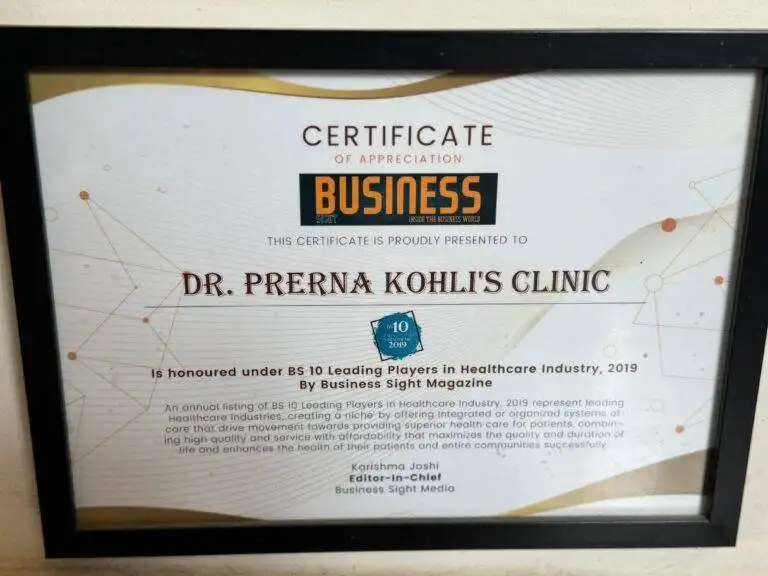 Dr. Prerna Kohli's clinic honoured as BS10 Leading Players in Healthcare Industry 2019 by Business Sight Magazine — Clinical Psychologist, Gurugram