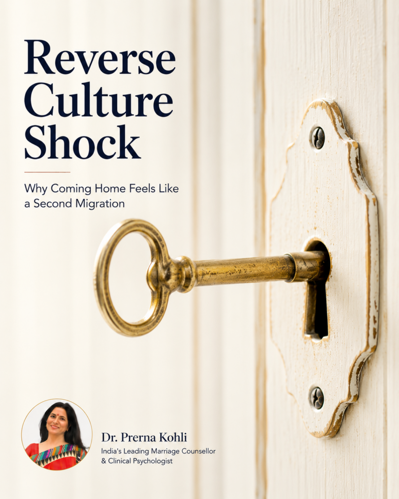 Reverse culture shock featured image showing an old key that no longer fits its lock, symbolizing the emotional challenge of returning home after living abroad.
