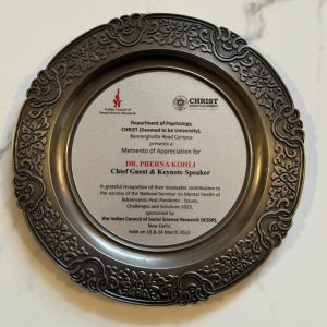 Dr. Prerna Kohli— Memento Of Appreciation